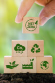 Wooden cubes with symbols for green transformation