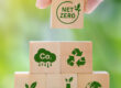 Wooden cubes with symbols for green transformation
