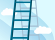 Graphic of a ladder from which a sign saying "Quality" dangles.