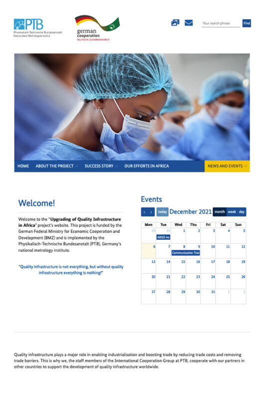 Photo of the homepage Upgrading QI in Africa