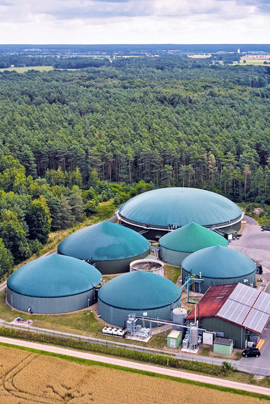 Luftaufnahme einer Biogasanlage