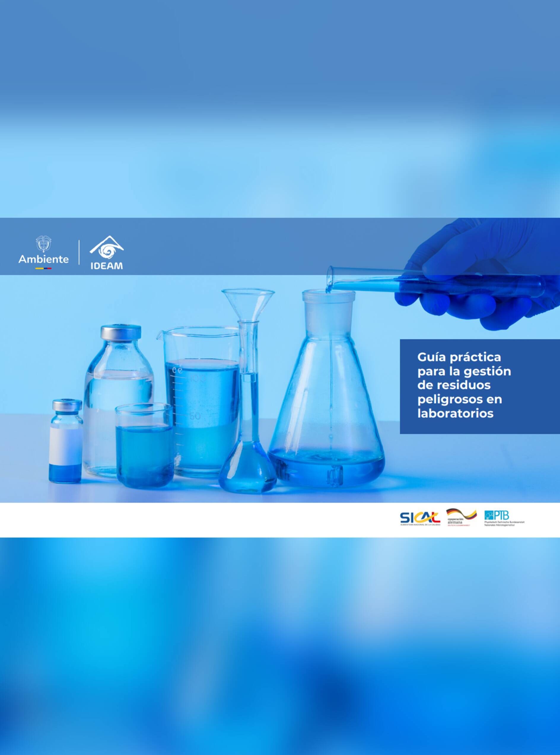 The cover page of the RESPEL Guide showing some liquid being poured into a flask from a test tube. Other flasks, beakers and bottles with liquid in them are also shown.